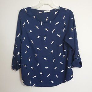 Everly Seagull Blouse Dark Blue sz. Medium